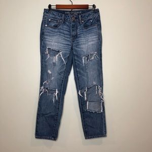 American Eagle Boy Crop Ripped Jeans Size 4